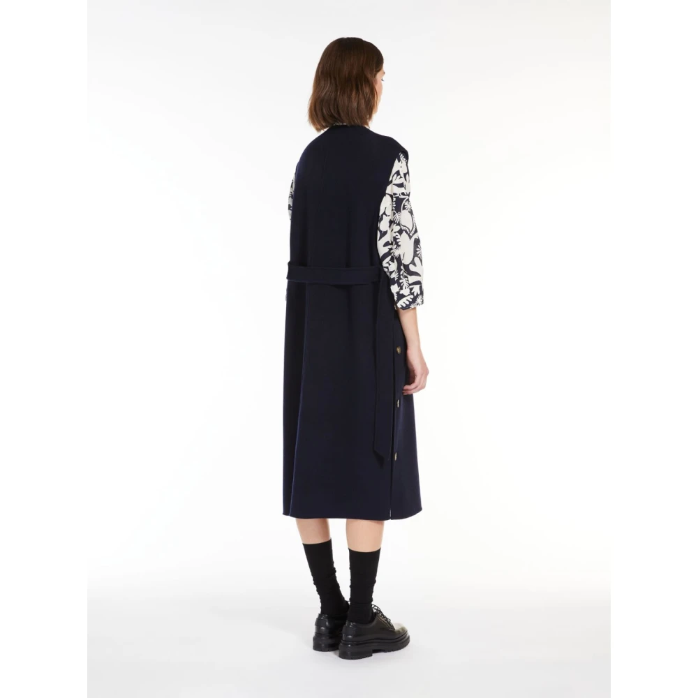 Max Mara Weekend Blauwe Wol Double-Breasted Jas Blue Dames