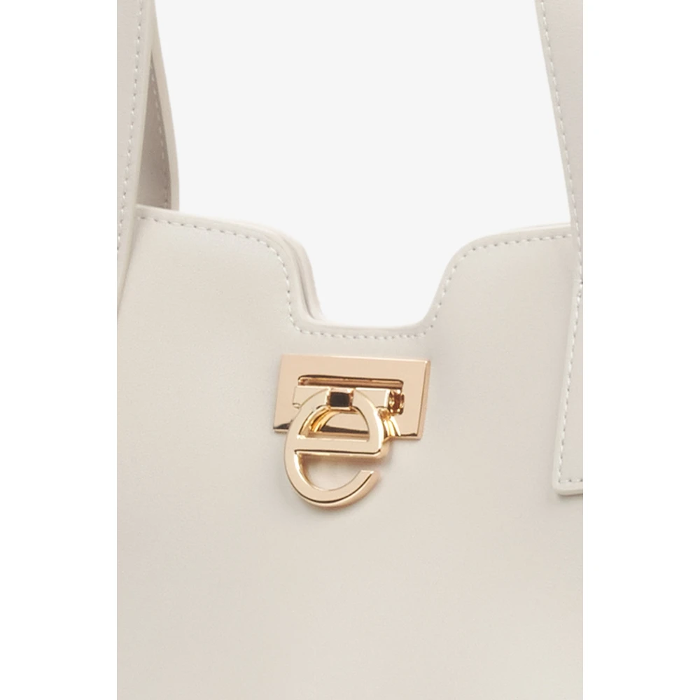 Estro Dames Licht Beige Leren Shopper Tas met Gouden Hardware Er00115798 Beige Dames