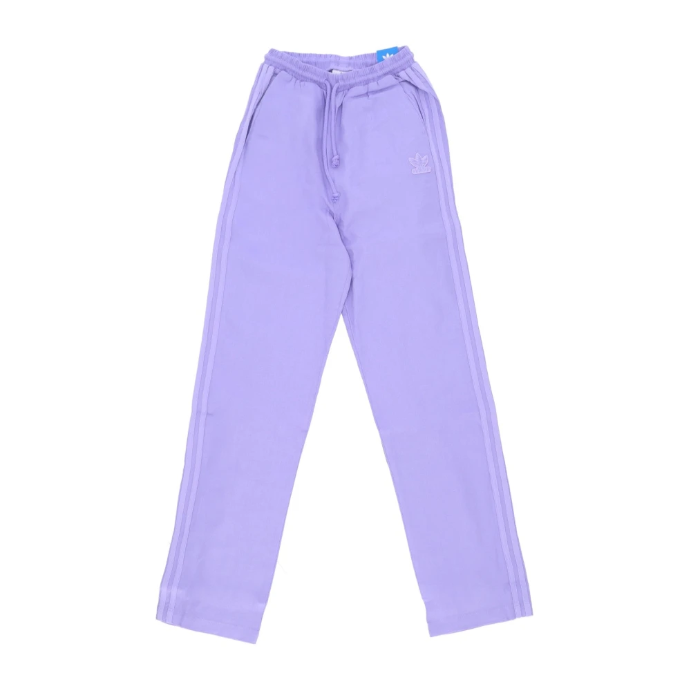 Adidas Paarse Linnen Wijde Pijp Sweatpants Purple Dames