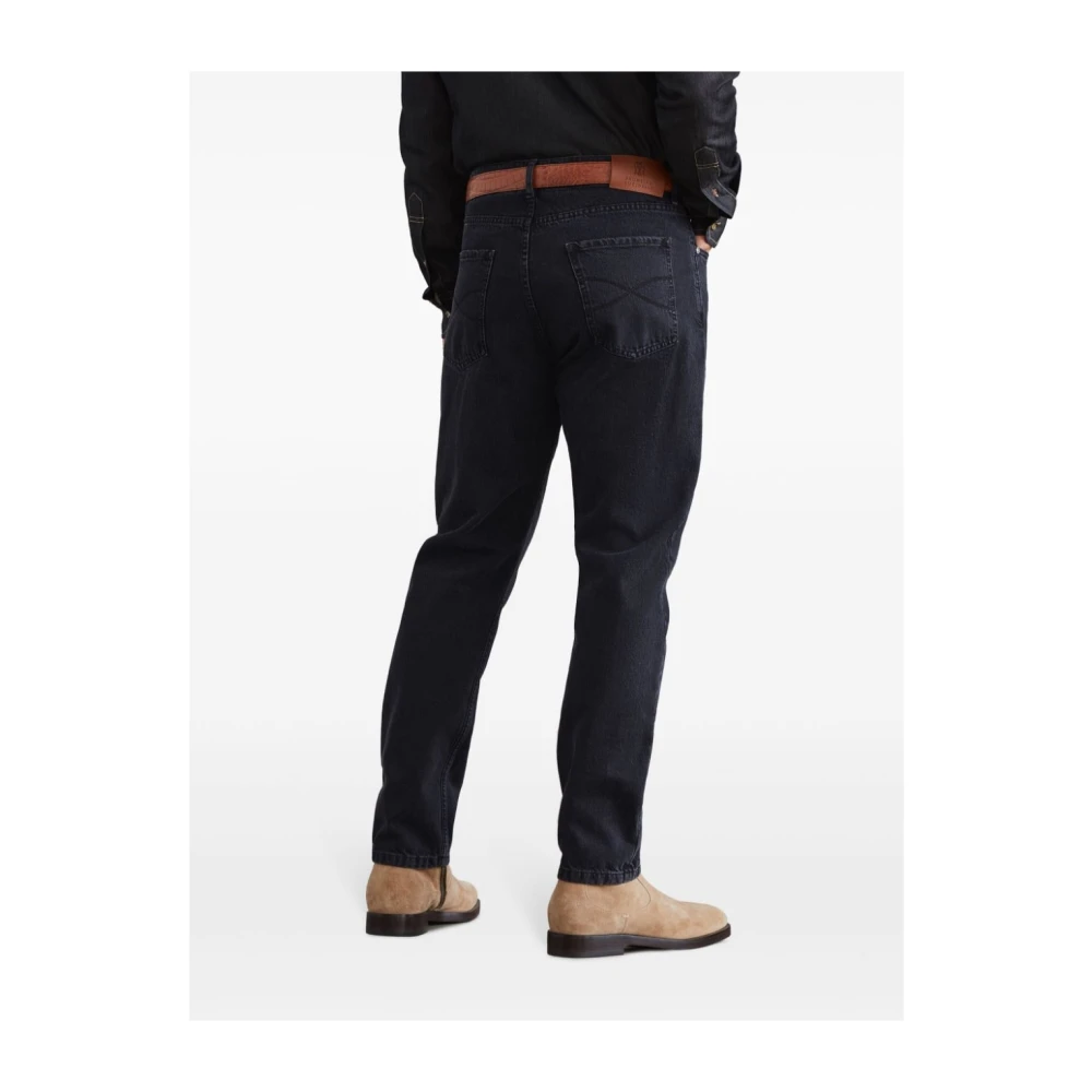 BRUNELLO CUCINELLI Slim Fit Donkergrijze Broek Black Heren