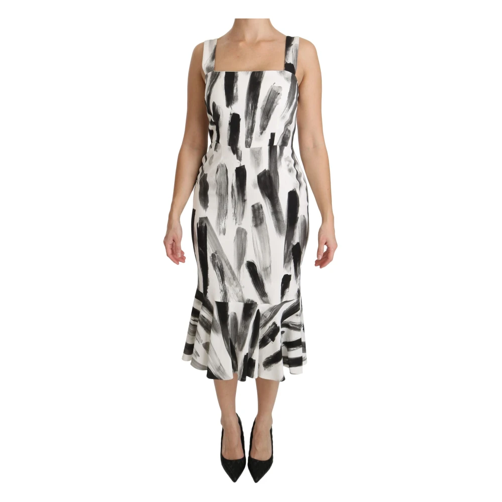 Dolce & Gabbana , Midi Dresses, Female, Multicolor, L, Chic Monochrome Midi Dress