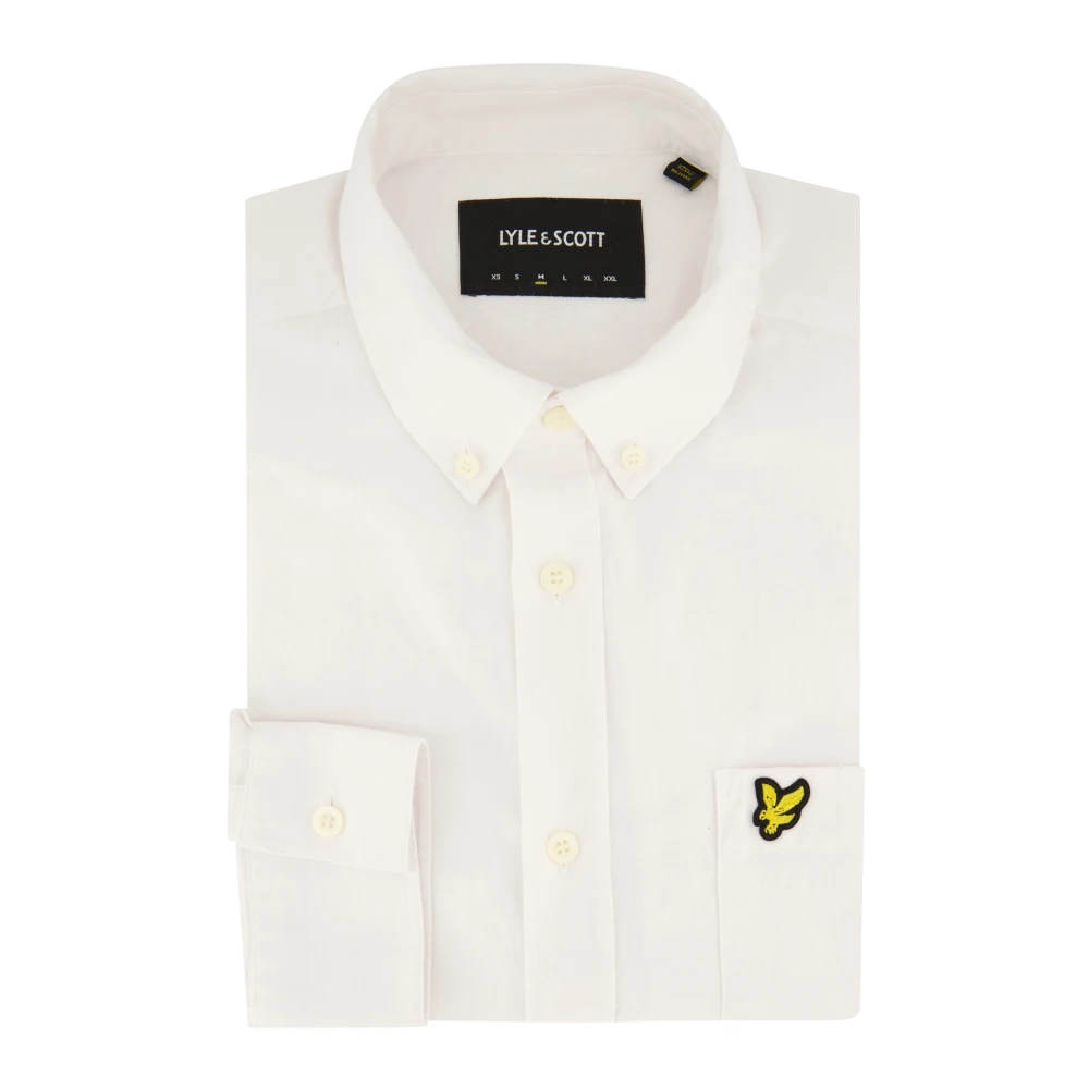 Lyle & Scott Casual Katoen Linnen Button Down Overhemd White Heren