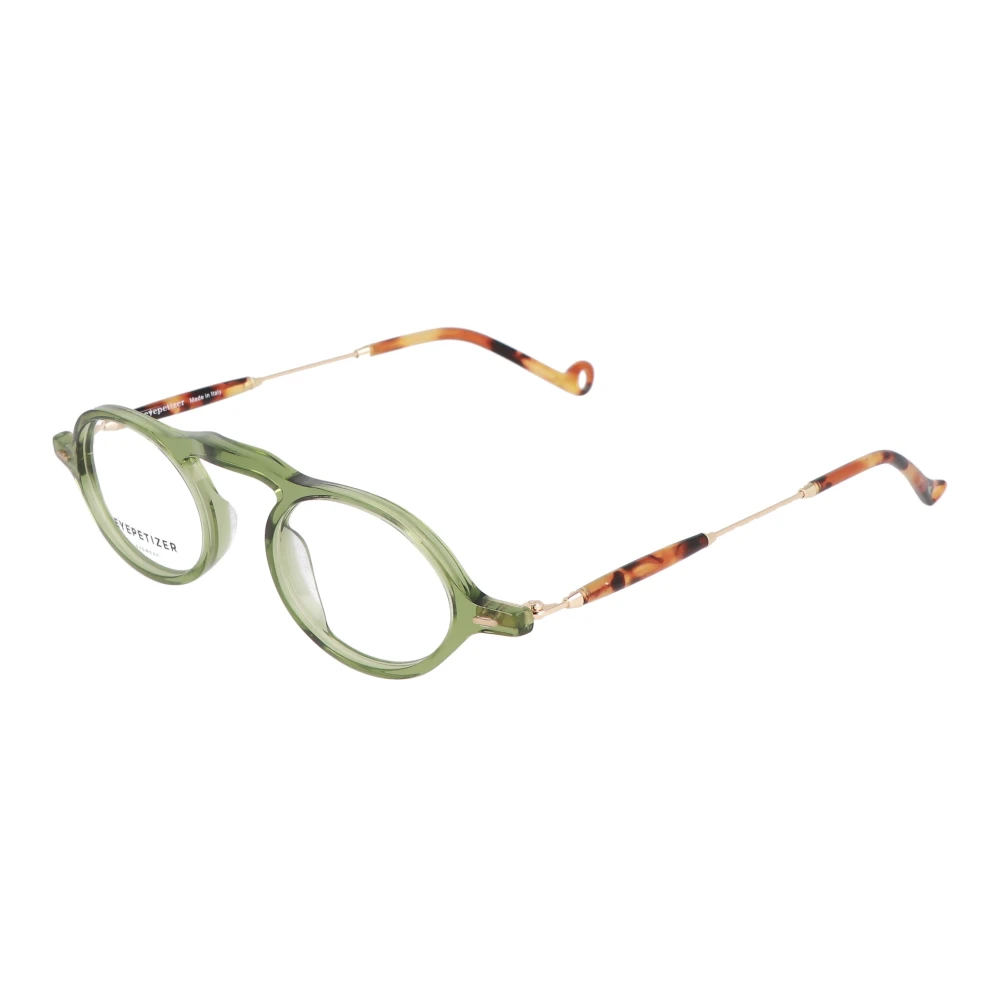 Eyepetizer Ronde metalen en acetaatbrillen Green Unisex