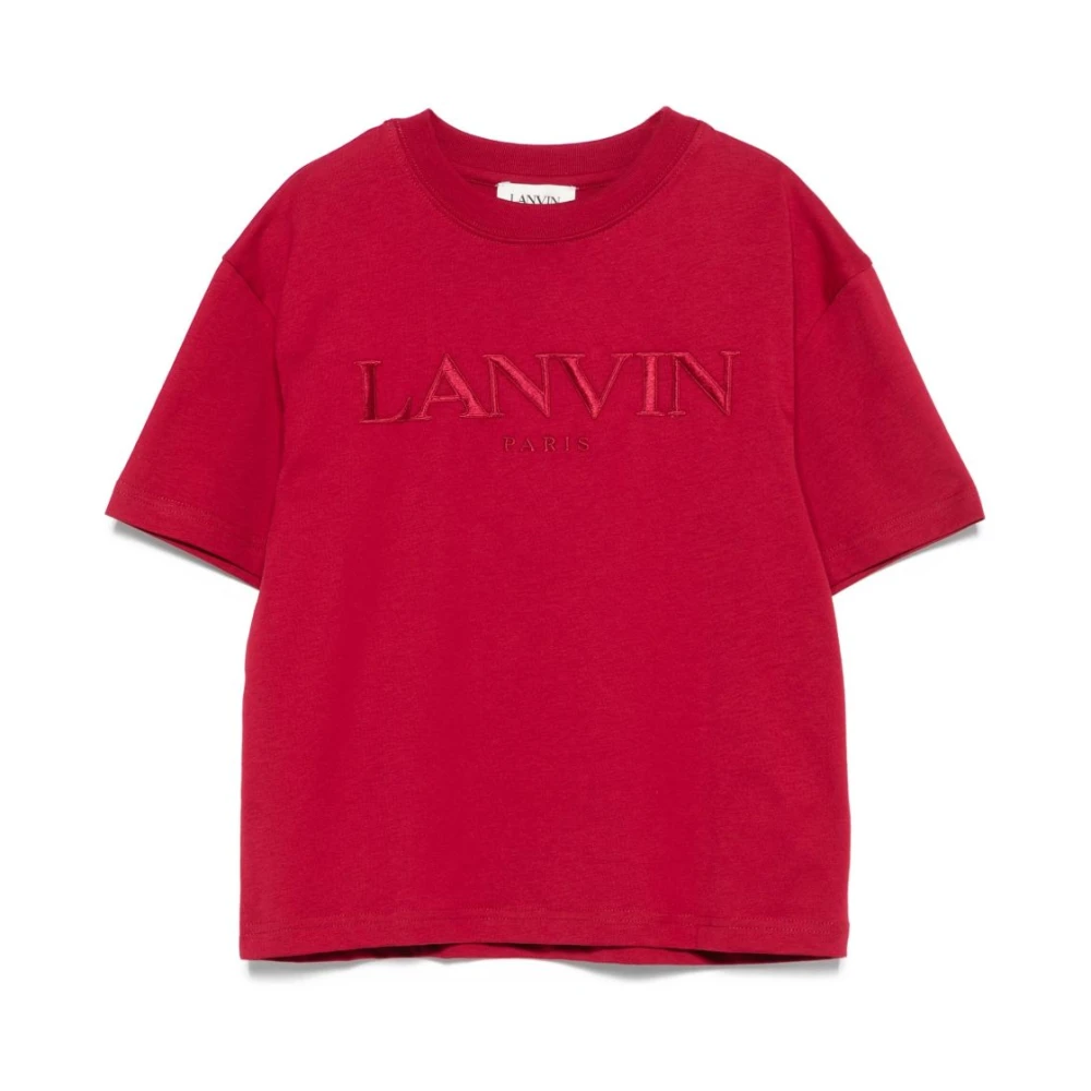 Lanvin Red Embroide Logo T-Shirt - Male - Kids Short Sleeve T-Shirts - 8 Y - Kids