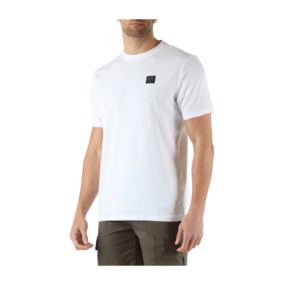 North Sails Stretch katoenen T-shirt met voorlogo patch White Heren