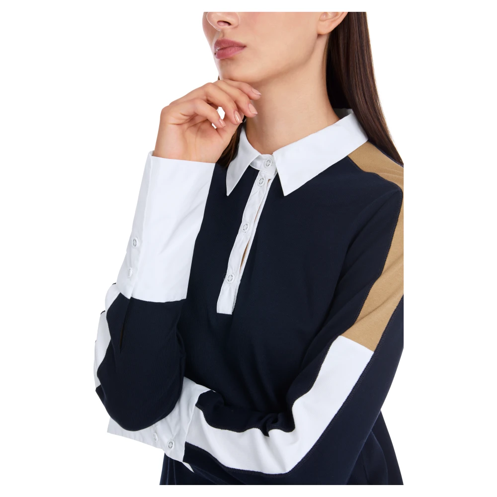 Marc Cain Navy Polo Shirt Klassieke Stijl Blue Dames