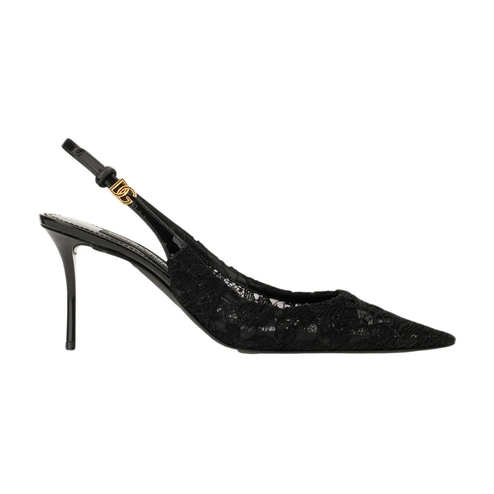 Dolce & Gabbana , Pumps, Female, Black, 6 Uk, Lace Slingback
