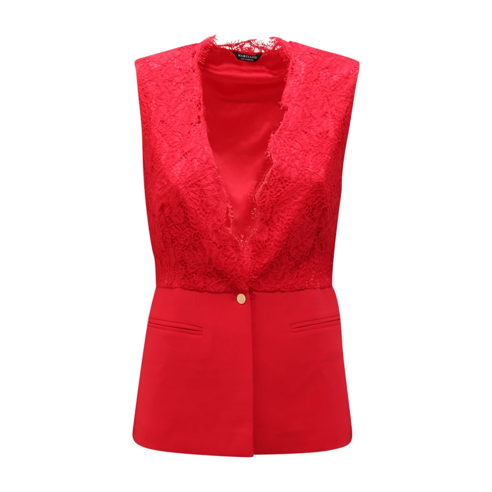 Guess Women's Red Waistcoats, Xs, Gilet Camicia Waistcoat