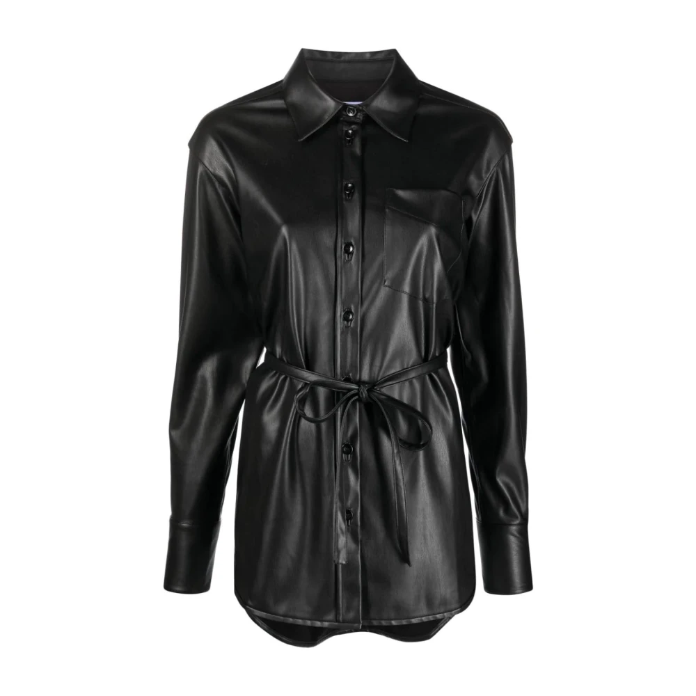 Proenza Schouler Black Shirts, Female, 2XS, Faux Leather Shirt Jacket