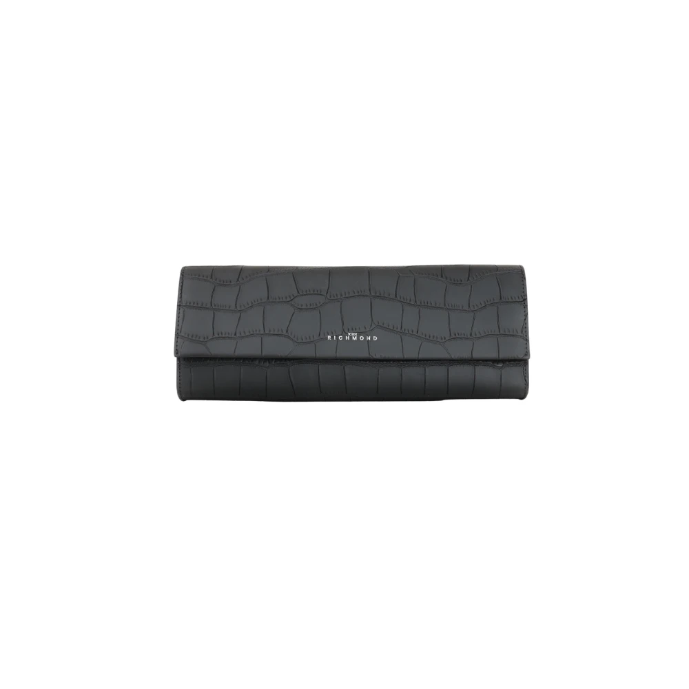 John Richmond Clutch met klep en schouderband Black Dames