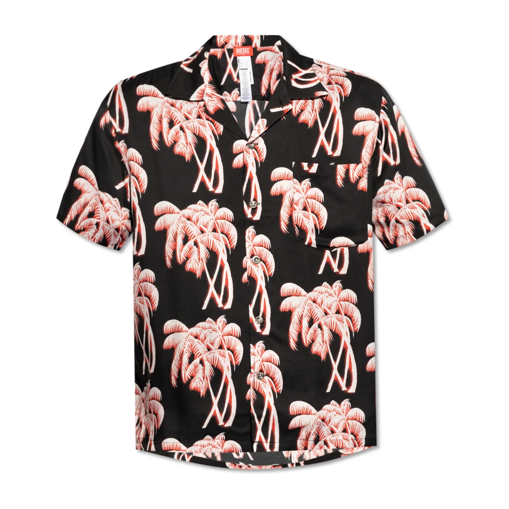 Diesel Ruimvallende Palm Print Shirt Multicolor Heren