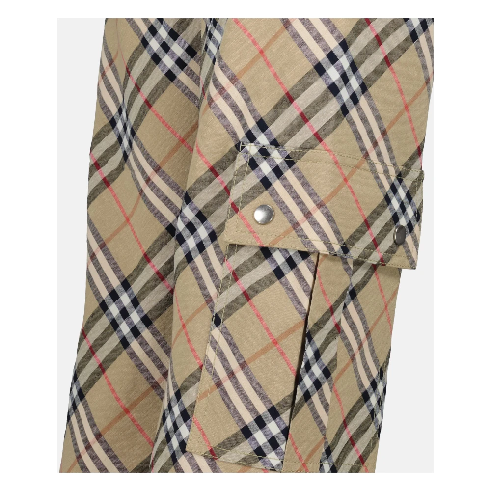 Burberry Vintage Geruite Linnen Broek Beige Dames