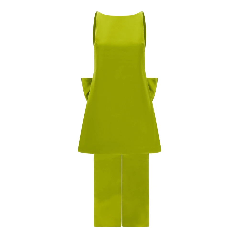 Self Portrait Donna Verde - Mini Abito In Raso Con Fiocco - Dresses - Xs