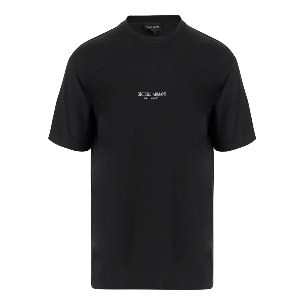 Giorgio Armani Logo Katoenen T-shirt Zwart Crew Neck Black Heren