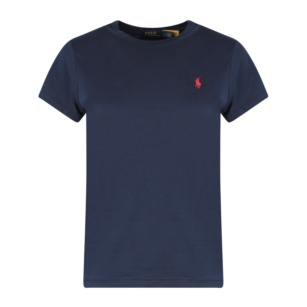 Polo Ralph Lauren Geborduurd Logo Katoenen T-Shirt Blue Dames
