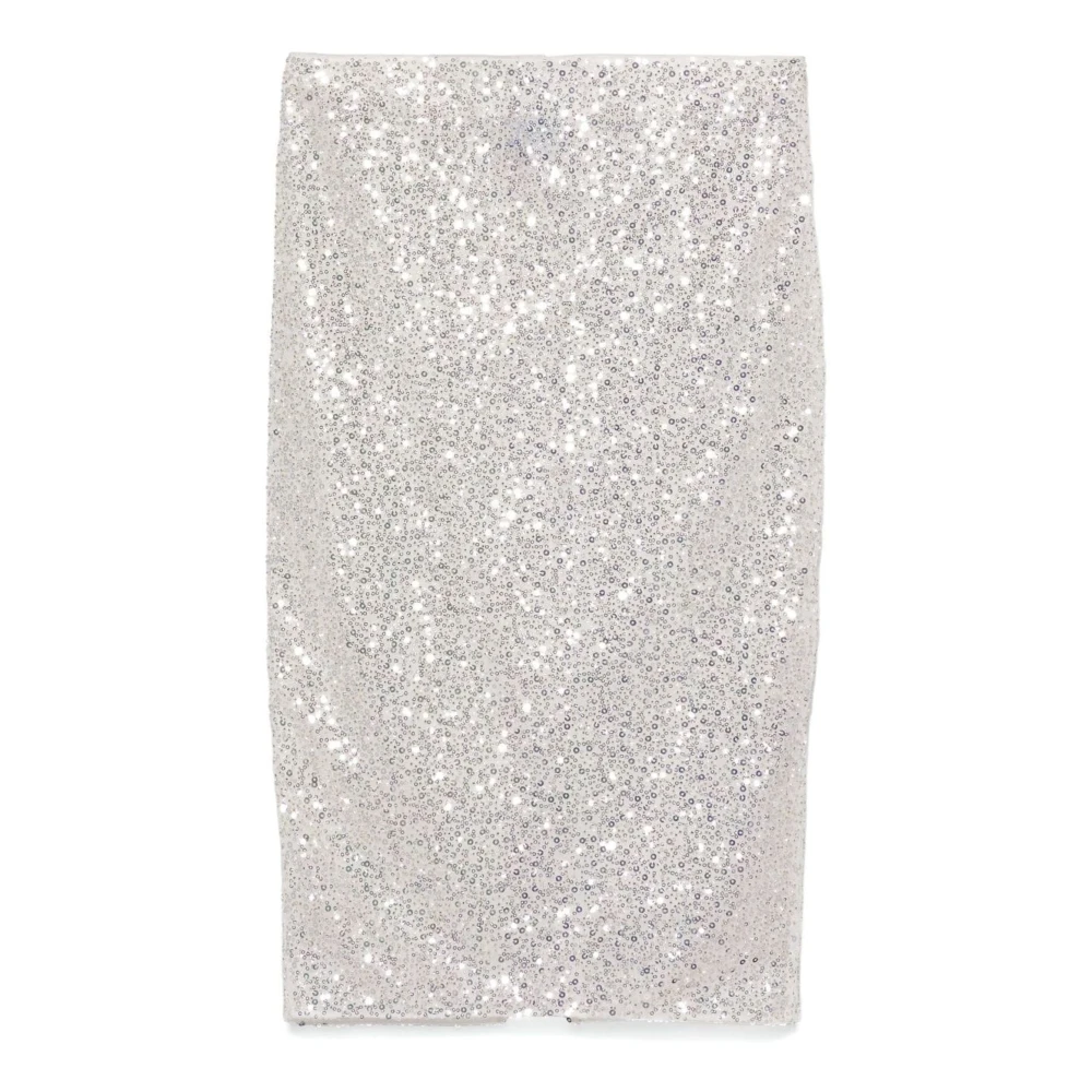 Casablanca Pailletten Mesh Midi Rok Zilver Gray Dames