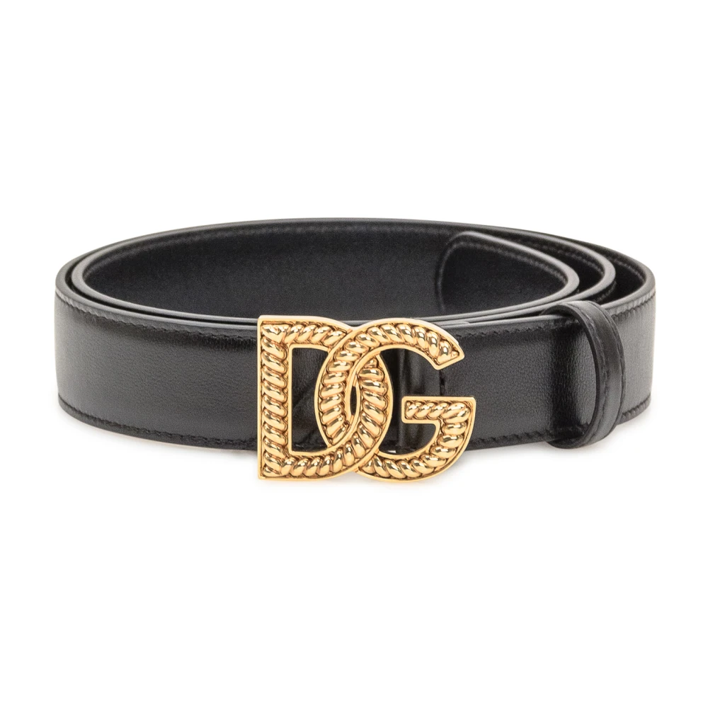 Dolce & Gabbana Mujer Negro - Logo Belt - Accessories - 85 Cm