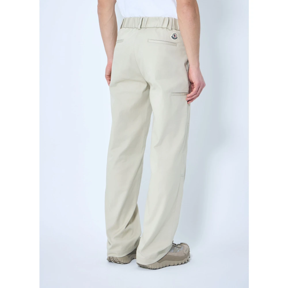 Moncler Katoenmix Twill Broek Beige Heren