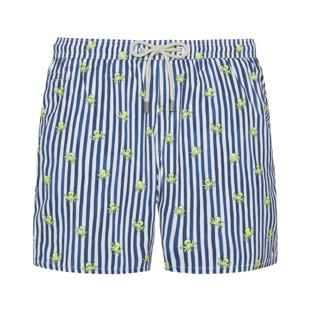 Saint Barth Men's Blue Beachwear, M, Octopus W Stripes Swim Trunk