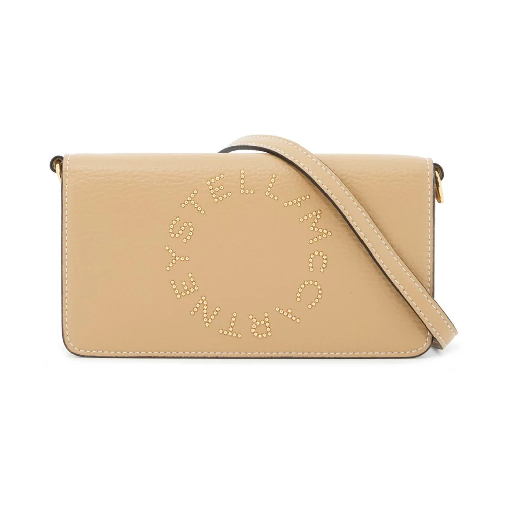 Stella Mccartney Mini Logo Print Schoudertas Beige Dames