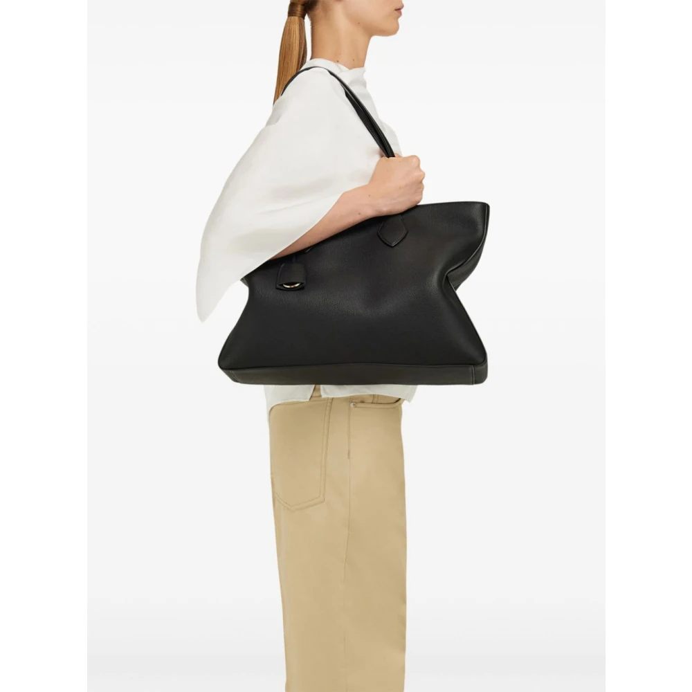 Salvatore Ferragamo Gestructureerde Leren Zwarte Handtas Black Dames