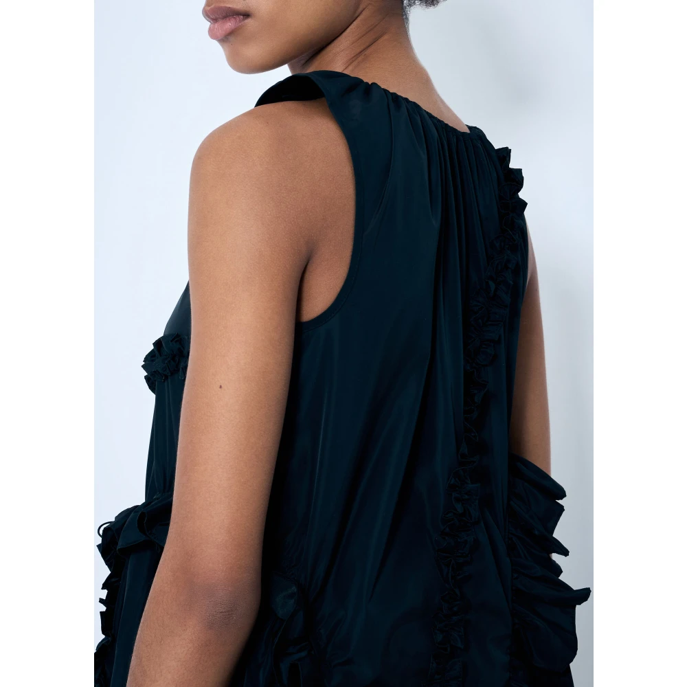 Cecilie Bahnsen Gerimpelde Maxi Jurk met Strikken Black Dames