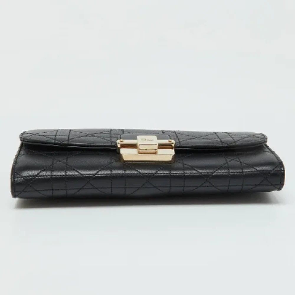 Dior Vintage Pre-owned Leather wallets Black Dames