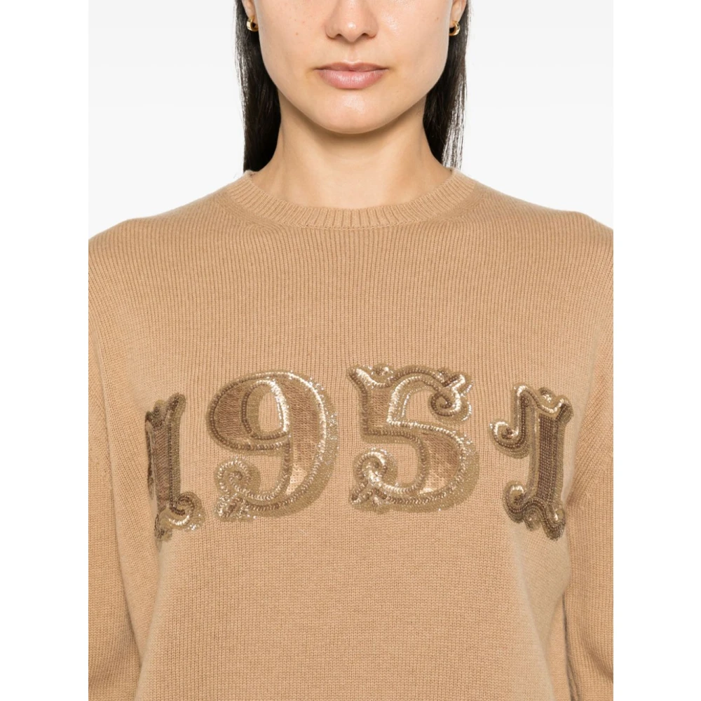 Max Mara Kameelbruine wol-kasjmier trui met pailletten Brown Dames