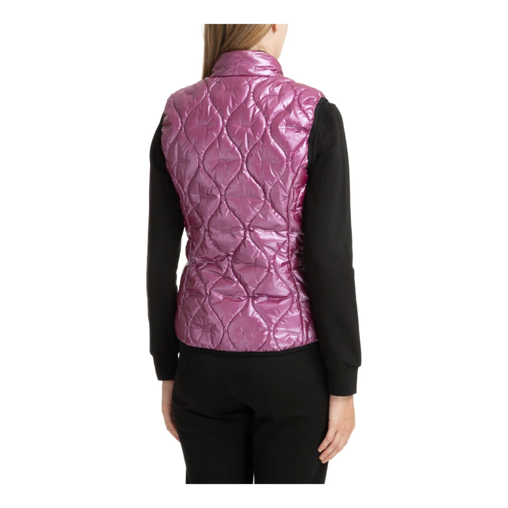Emporio Armani EA7 Effen Vest met Rits en Verborgen Capuchon Purple Dames