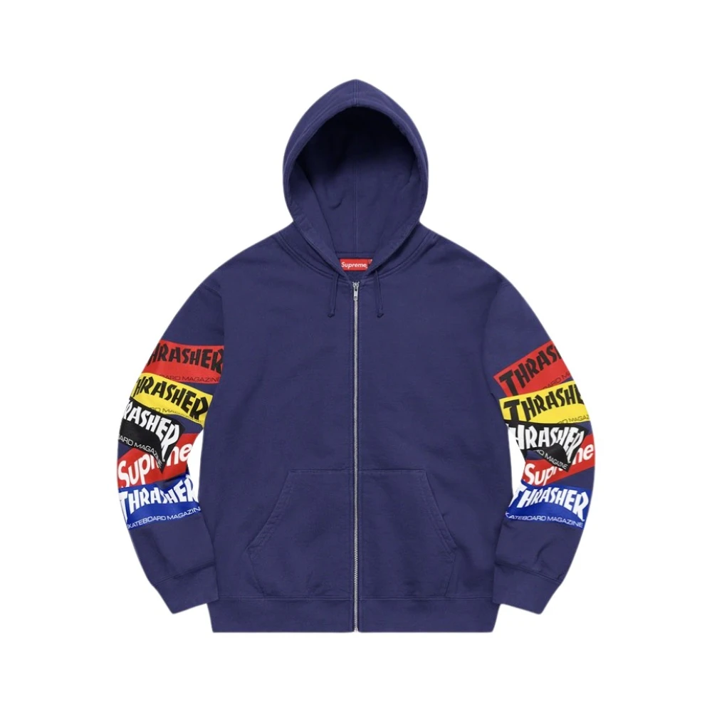 Supreme Beperkte oplage Multi Logo Zip Up Hoodie Blue Heren