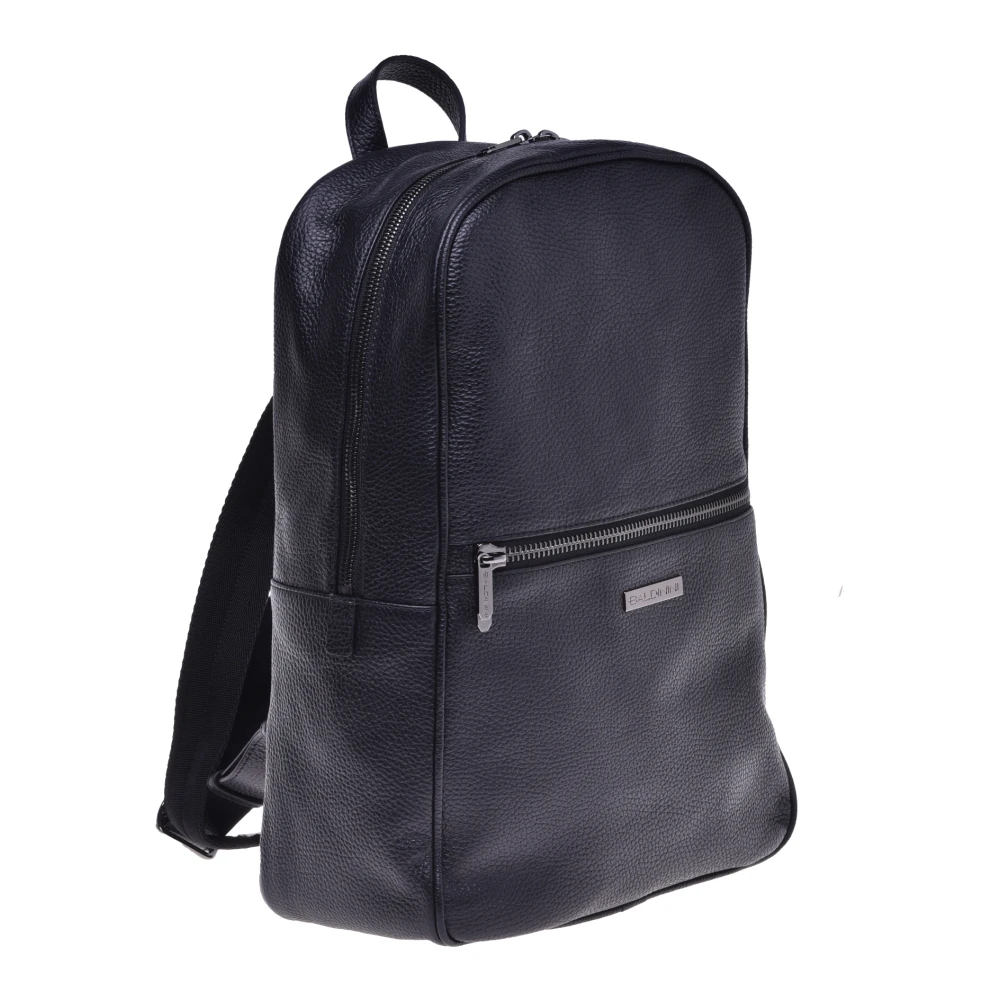 Baldinini Backpack in blue tumbled leather Black Heren