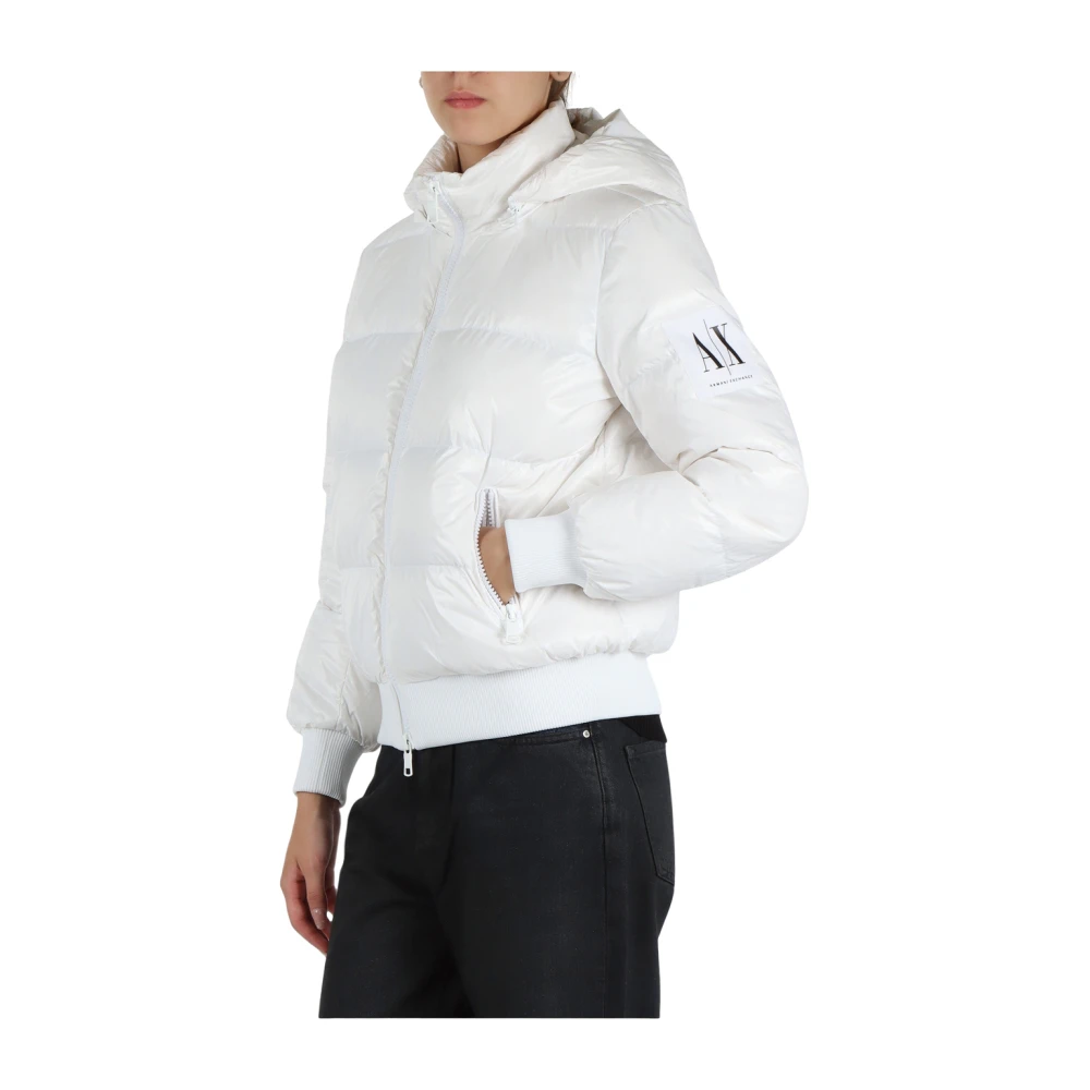 Armani Exchange Witte Gewatteerde Pufferjas White Dames