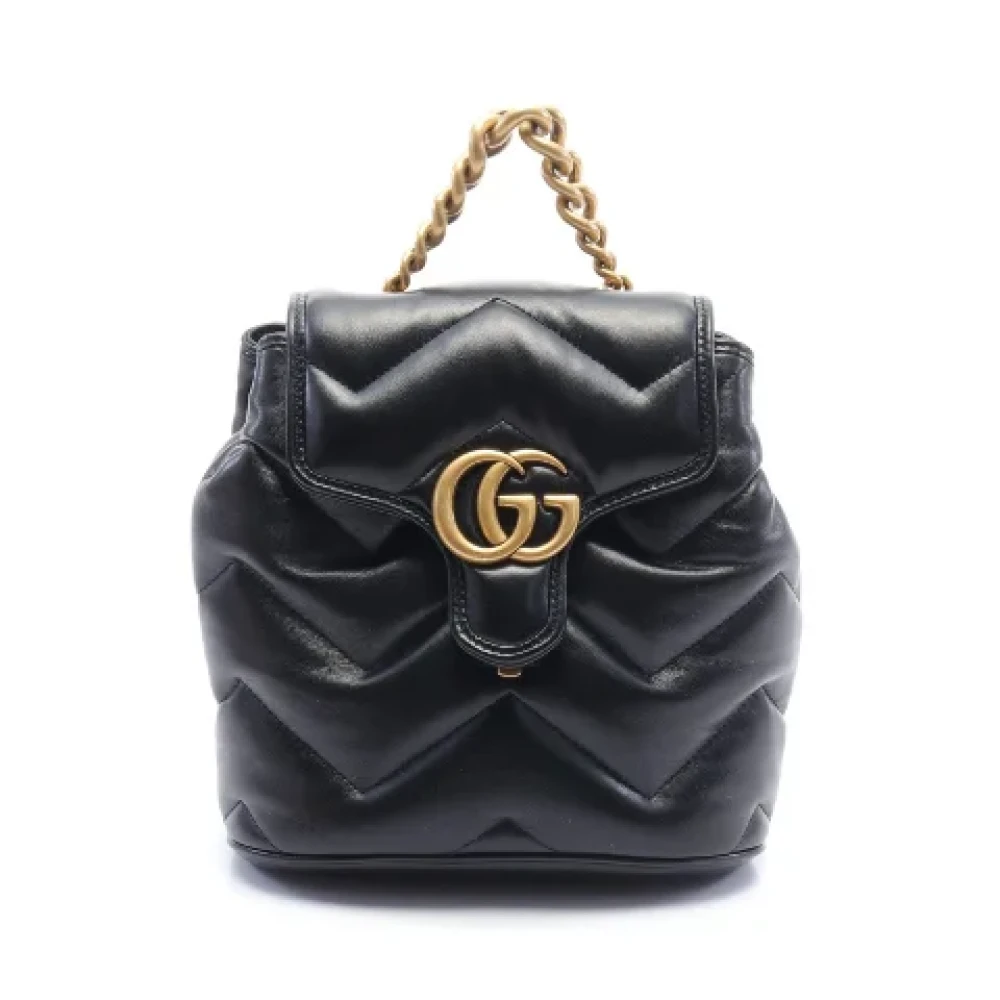 Gucci Vintage Pre-owned Leather backpacks Black Dames
