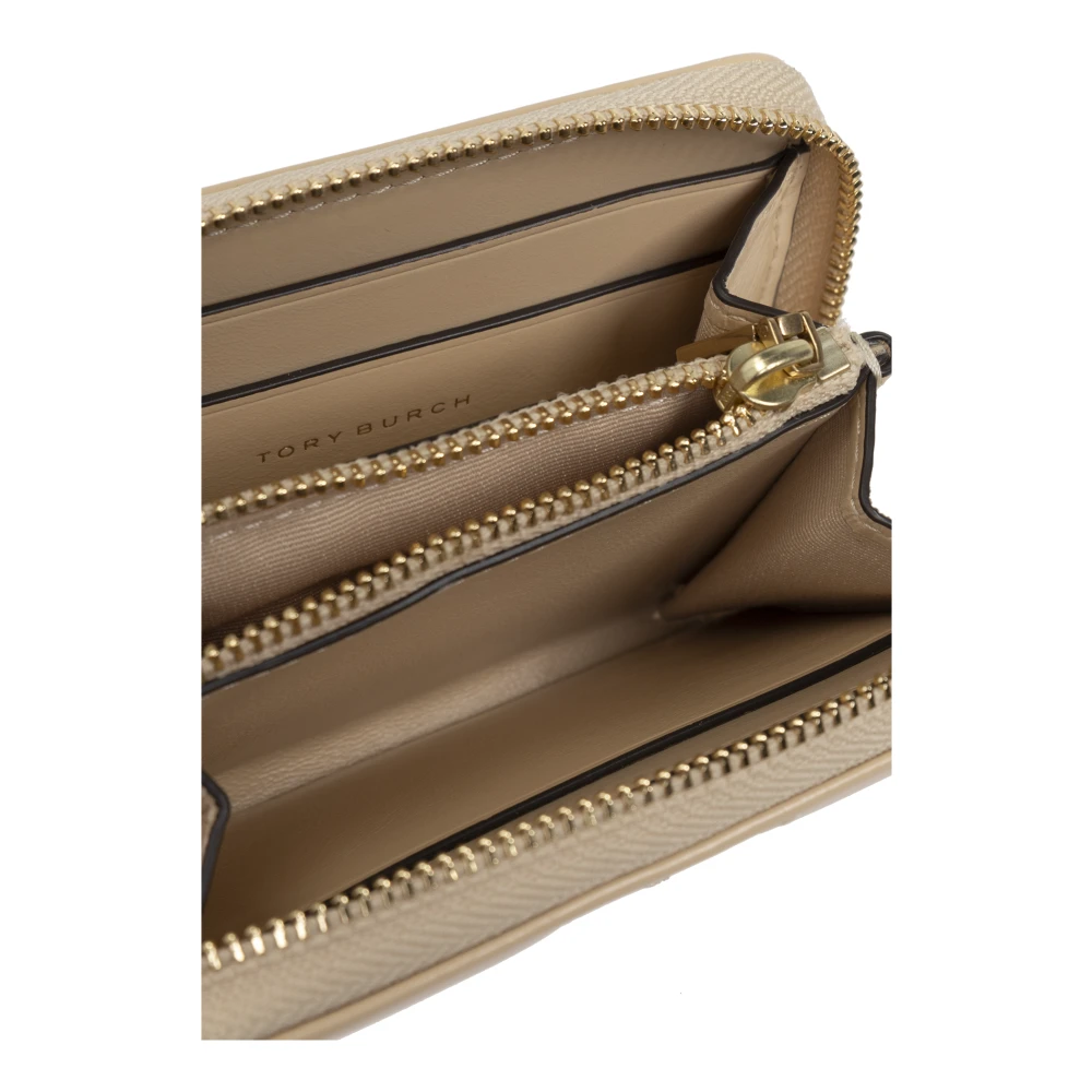 TORY BURCH Leren portemonnee Kira Beige Dames