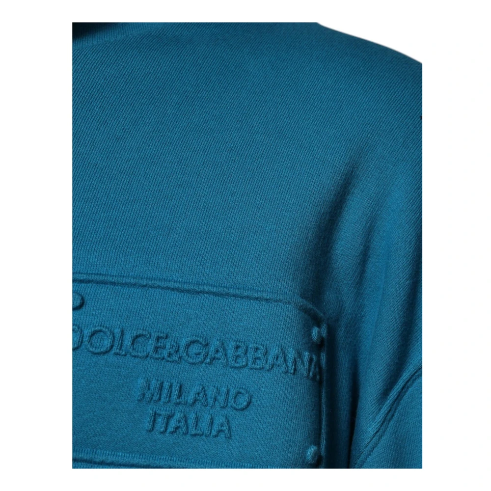 Dolce & Gabbana Blauwe Katoenen Logo Rits Hoodie Blue Heren