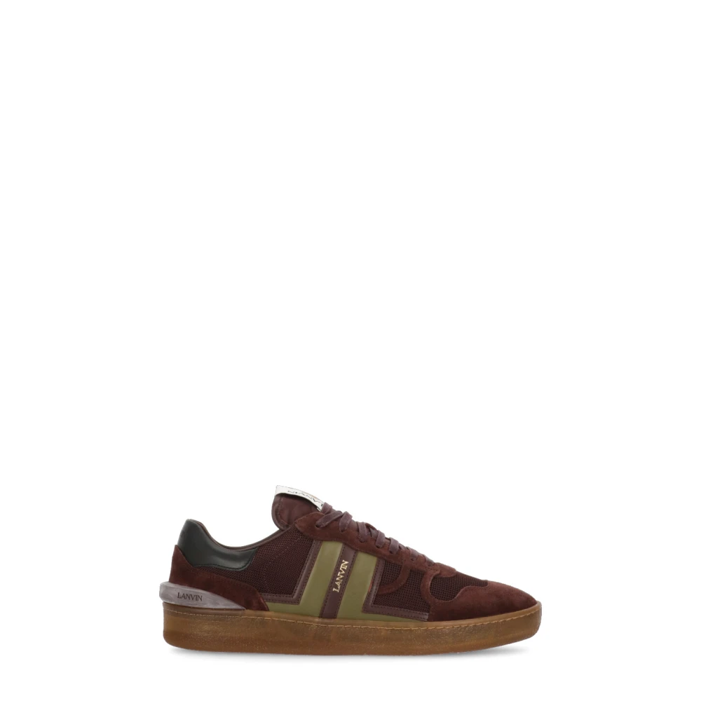 Lanvin Bordeaux Läder Sneakers med Mocka Insatser Red, Herr