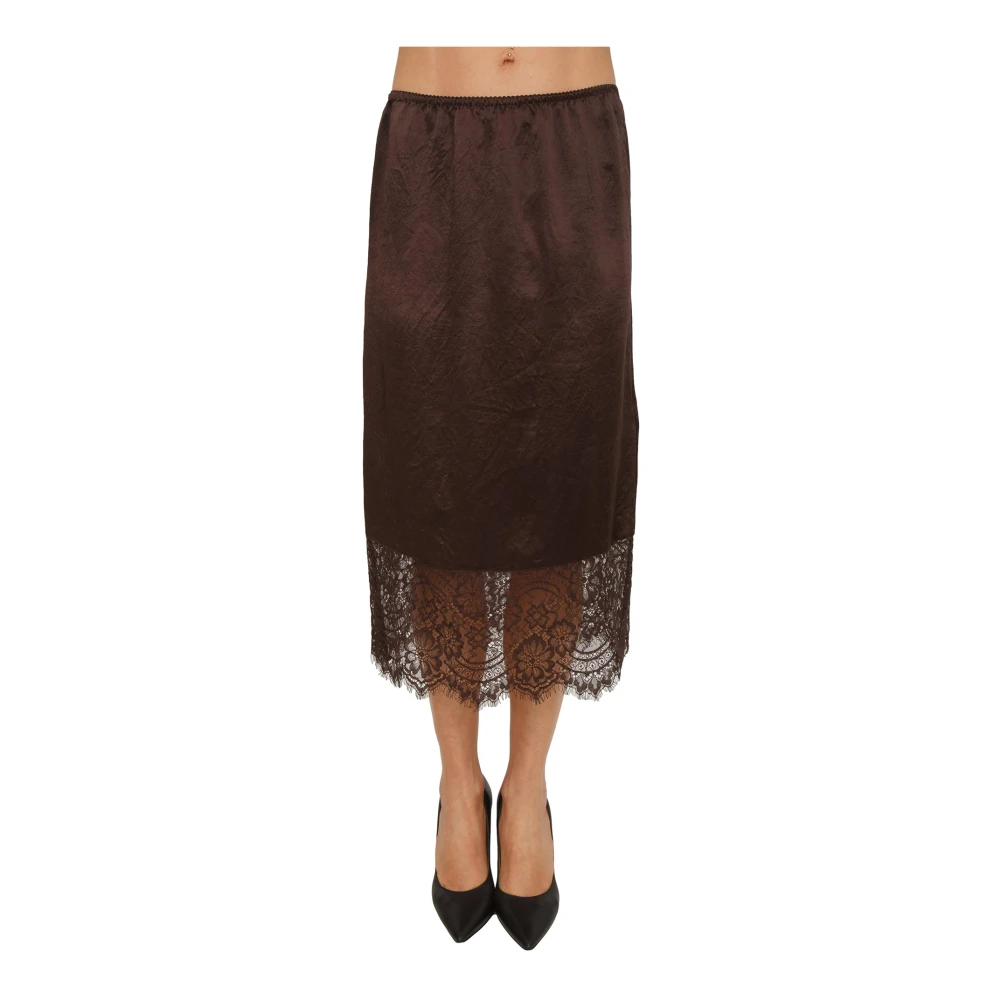Liu Jo Vrouw Bruin Rokken Dames, M, Satijn, Midi Rok