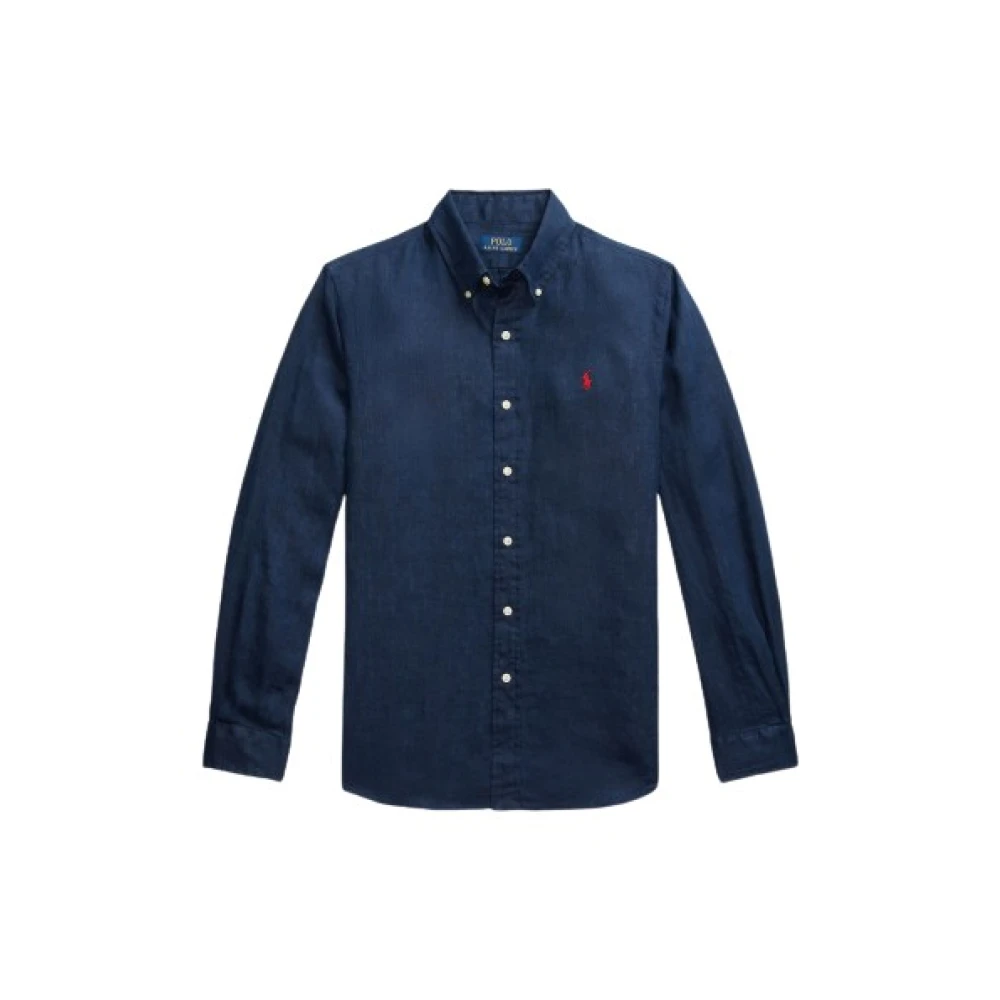 Polo Ralph Lauren Marine Linnen Overhemd Blue Heren