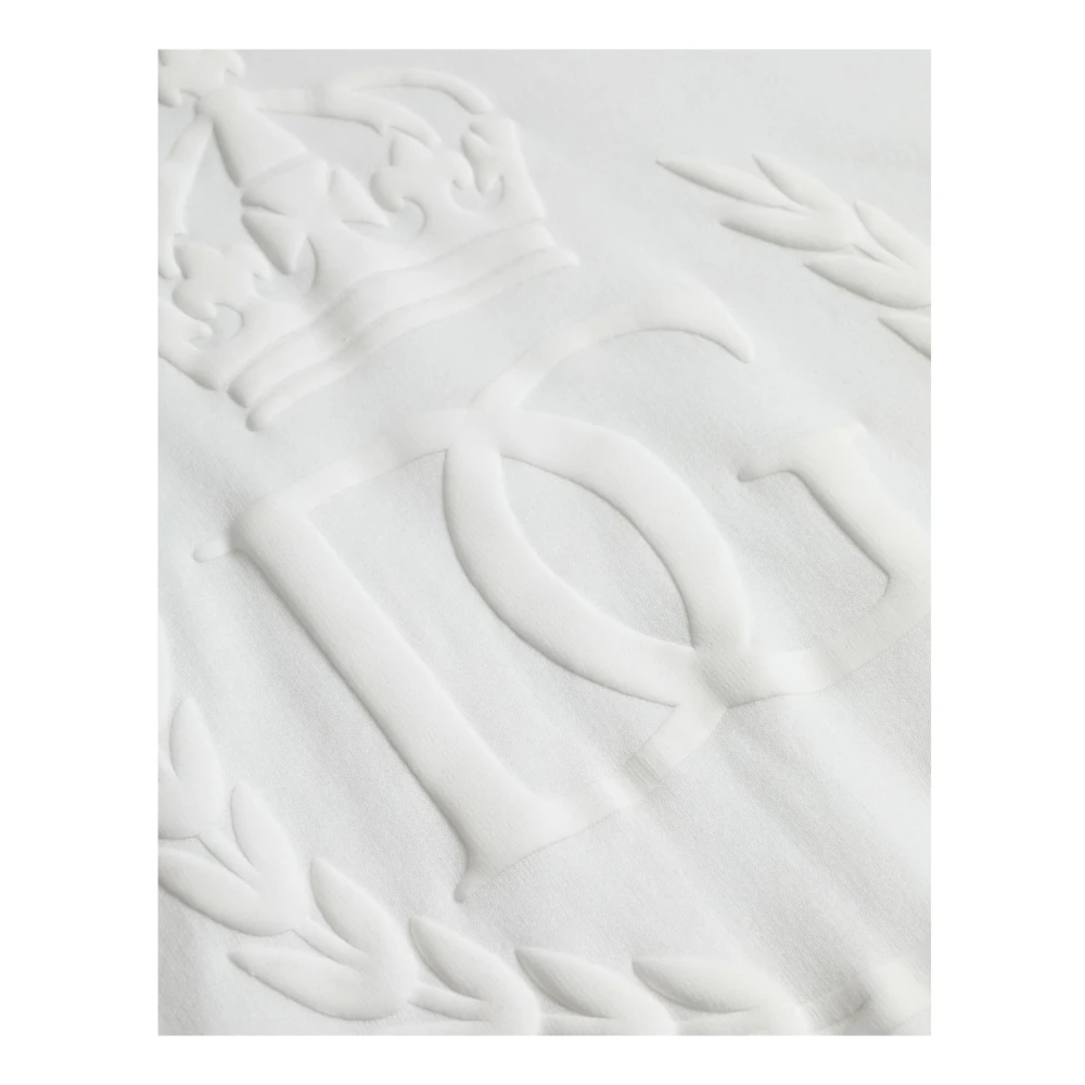 Dolce & Gabbana Witte Hoodie met Reliëf Logo White Heren