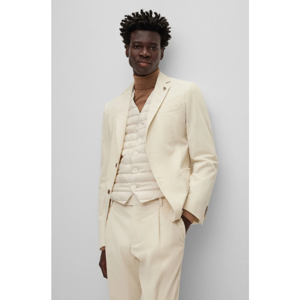 Hugo Boss Slim Fit Boss Jas met Micro Patroon en Merk Logo Speld White Heren