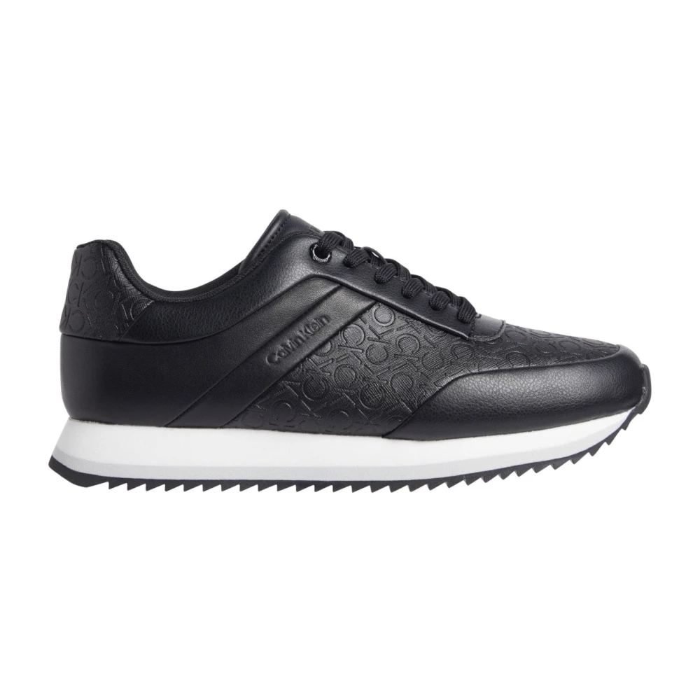 Calvin Klein Women's Black Sneakers, 5 Uk, Lace-Up Trainers