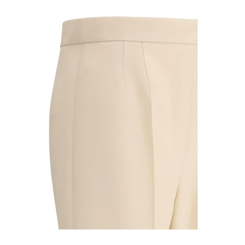Valentino Hoge taille wollen broek met omgeslagen zoom Beige Dames