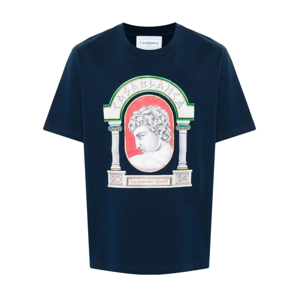 Casablanca Blauw T-shirt met Front Print Blue Heren