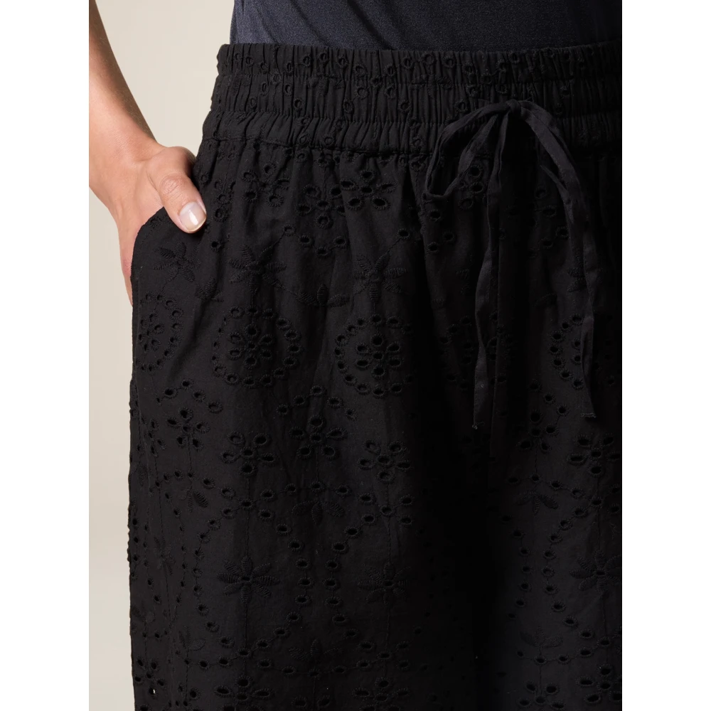 Oltre Kanten Shorts met Taille Koord Black Dames