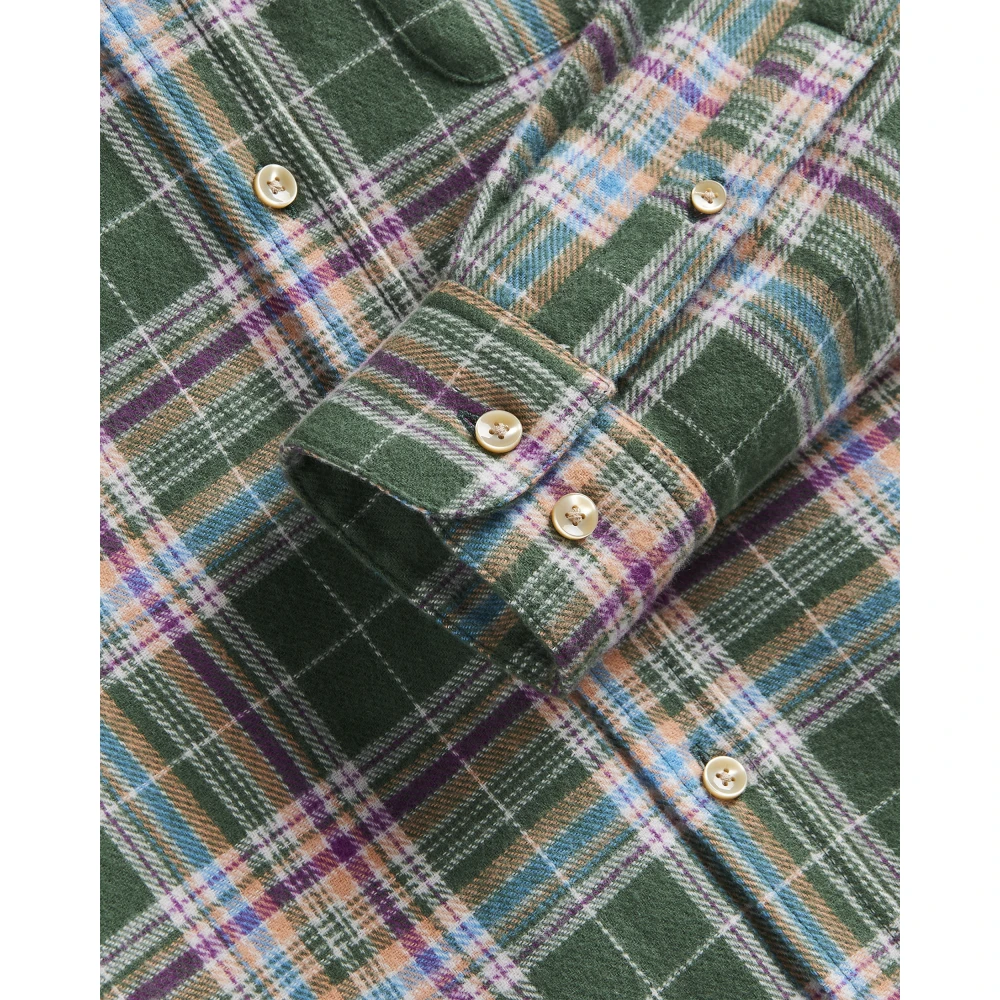 Portuguese Flannel Zachte Katoenen Geruite Overhemd Green Heren
