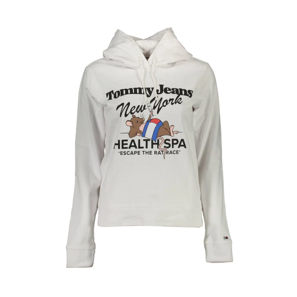 Tommy Hilfiger Women's White Hoodies, L, Cotton Jumper Hoodie