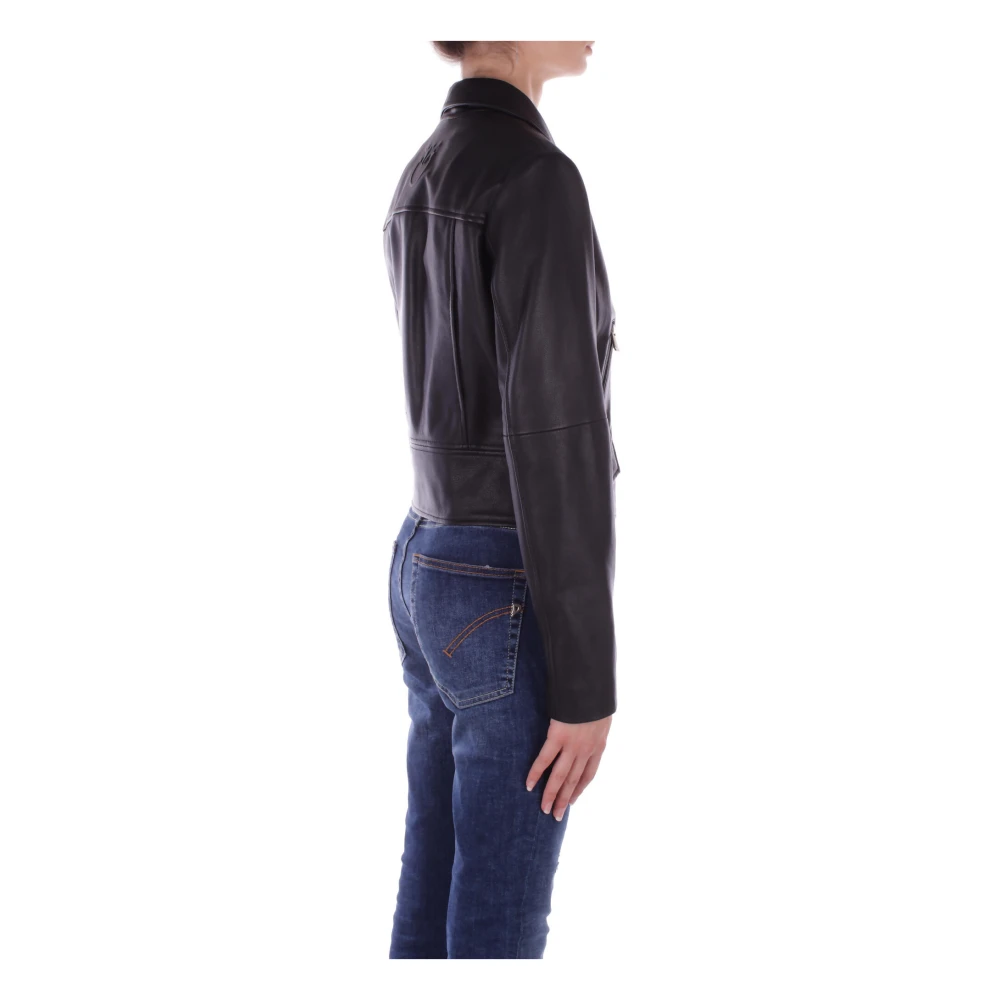 pinko Zwarte Leren Ritsjas Black Dames