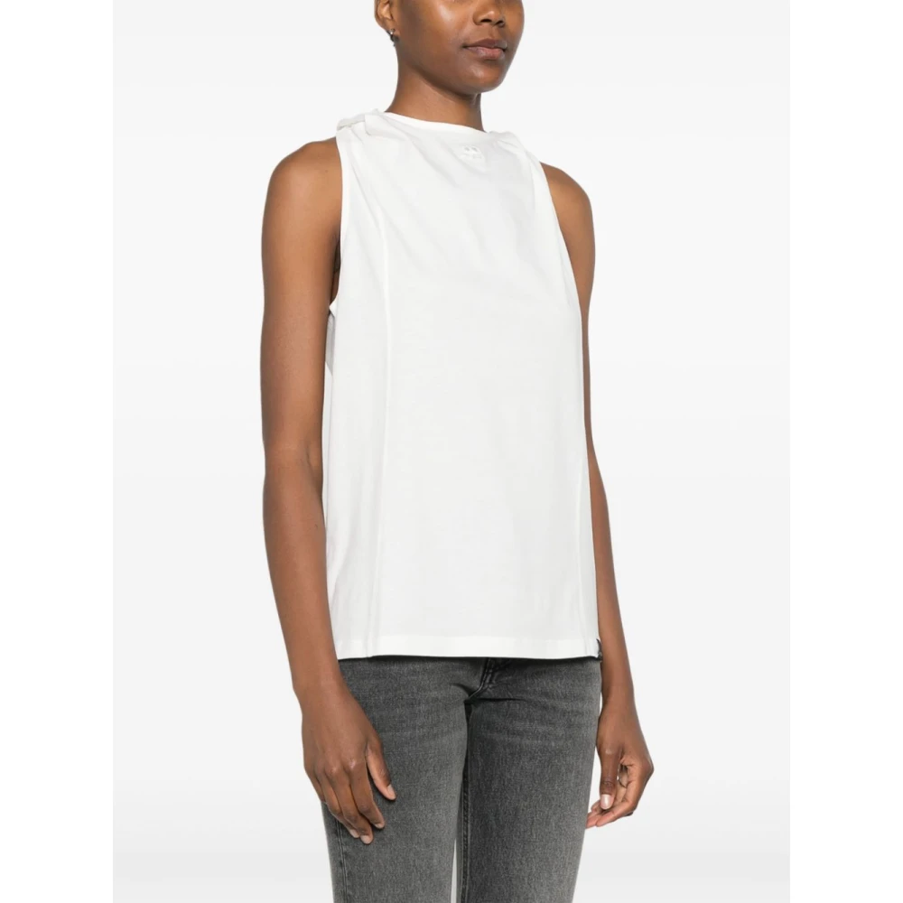 Courrèges Witte Hooded Tanktop met Logo White Dames