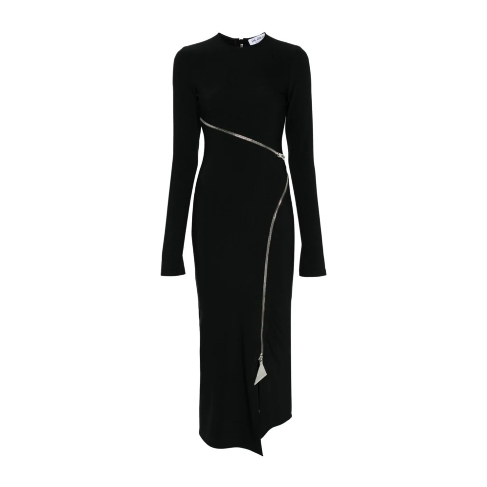 The Attico Zwarte Crepe Stretch Midi Jurk Black Dames