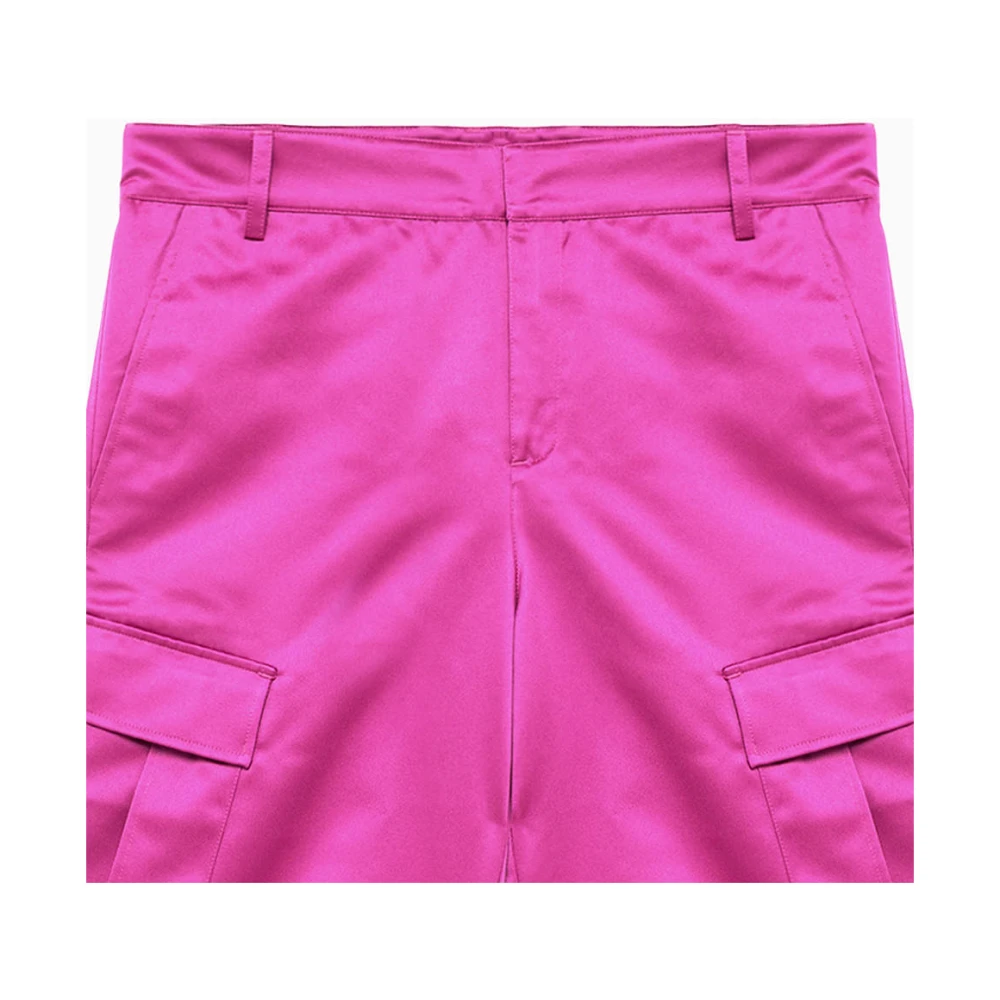 Andamane Cargo Broek met Hoge Taille en Glanzend Patroon Pink Dames